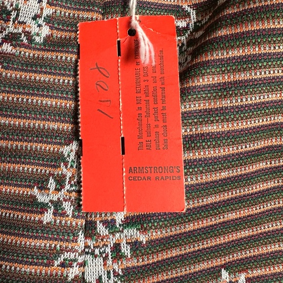 Vintage 70s Double Knit Polyester Flare Pants Floral Stripe Retro Disco Boho 16 - Picture 6 of 8